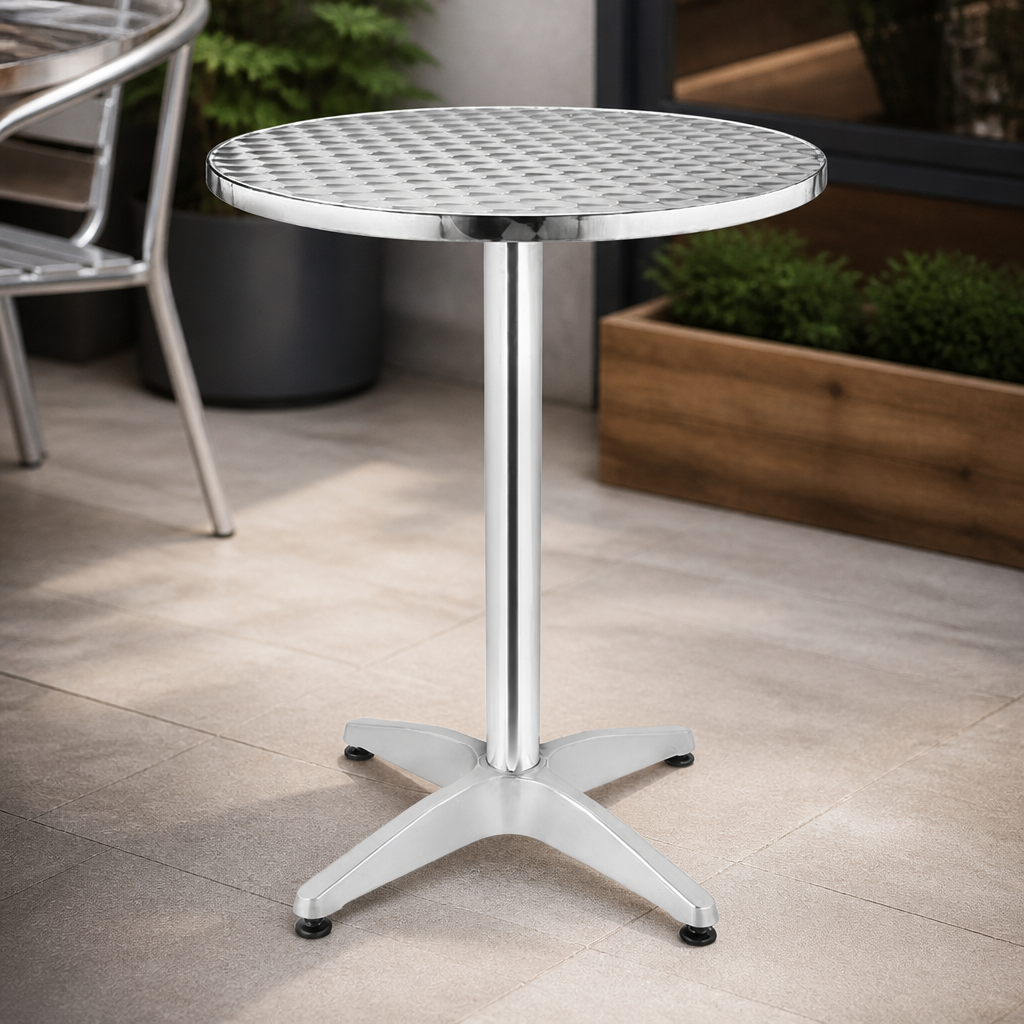 Commercial Round Bistro Table 800mm Stainless Steel Aluminium