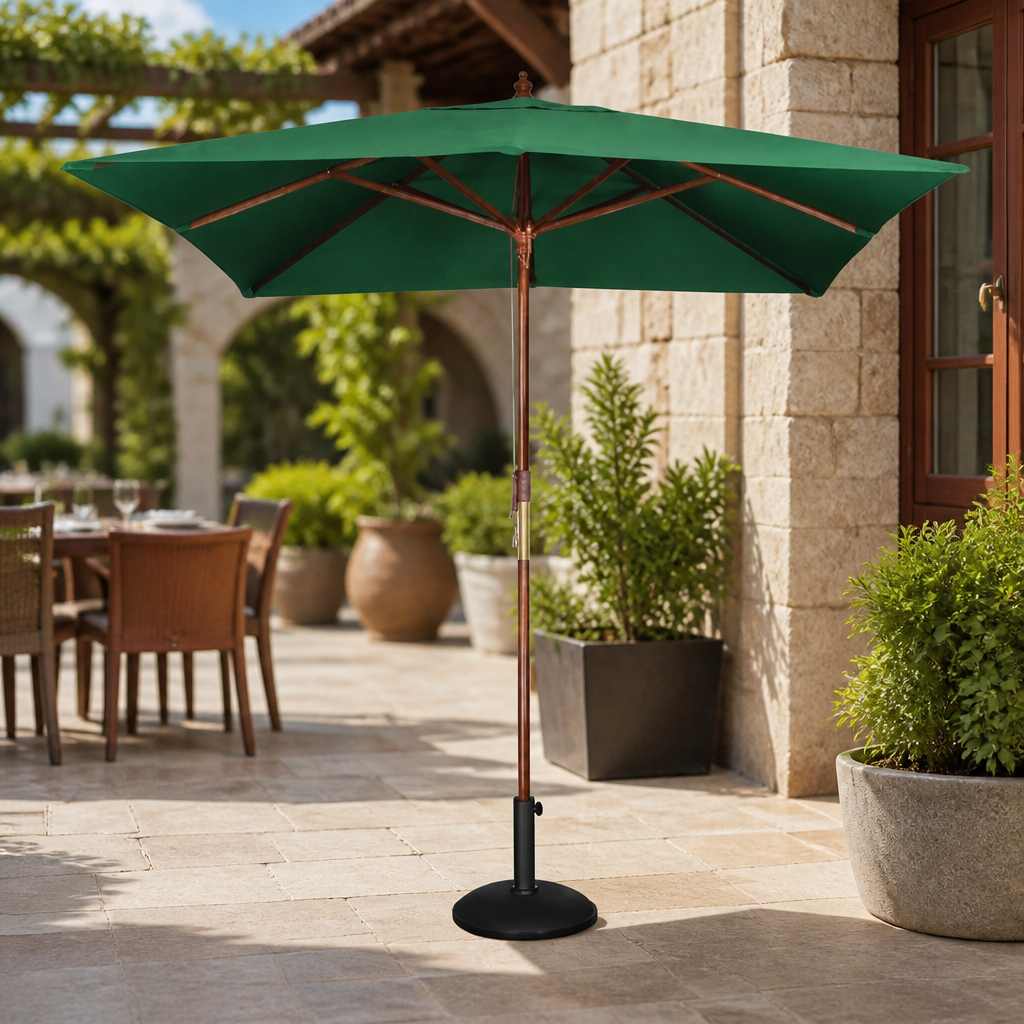 Commercial Double Pulley Parasol 2.5m Diameter Green