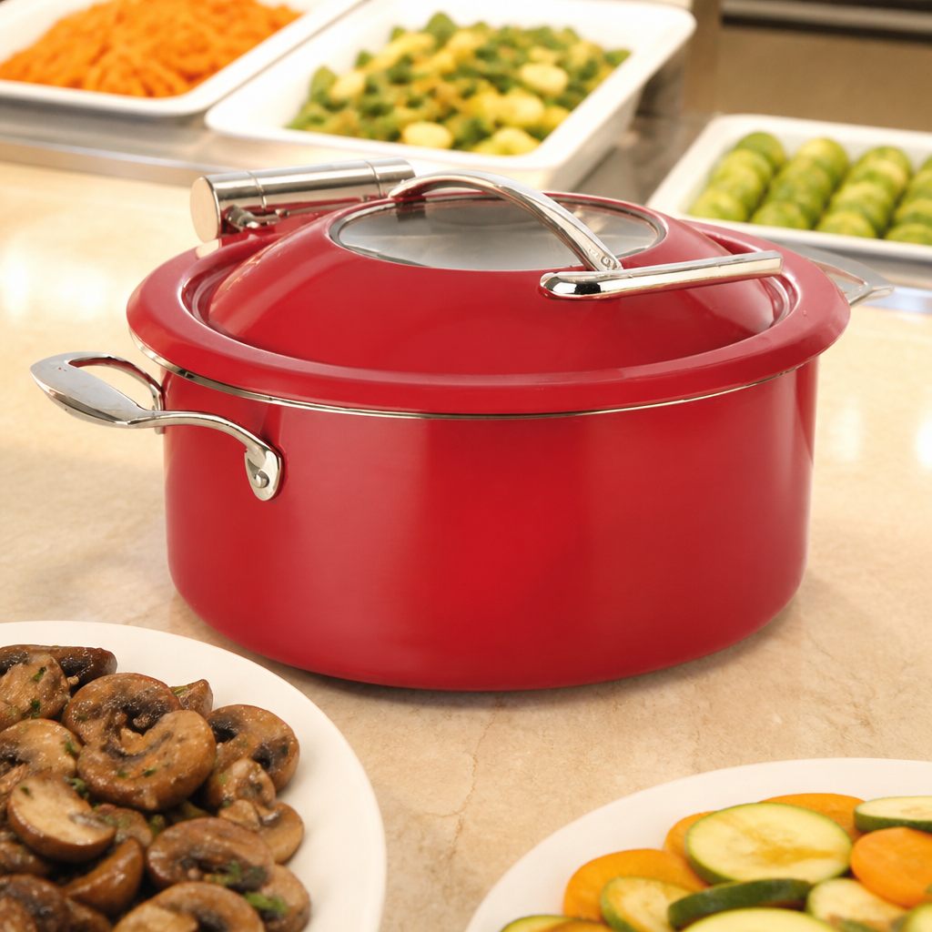 Commercial Chafing Dish Set 305mm Red Stainless Steel