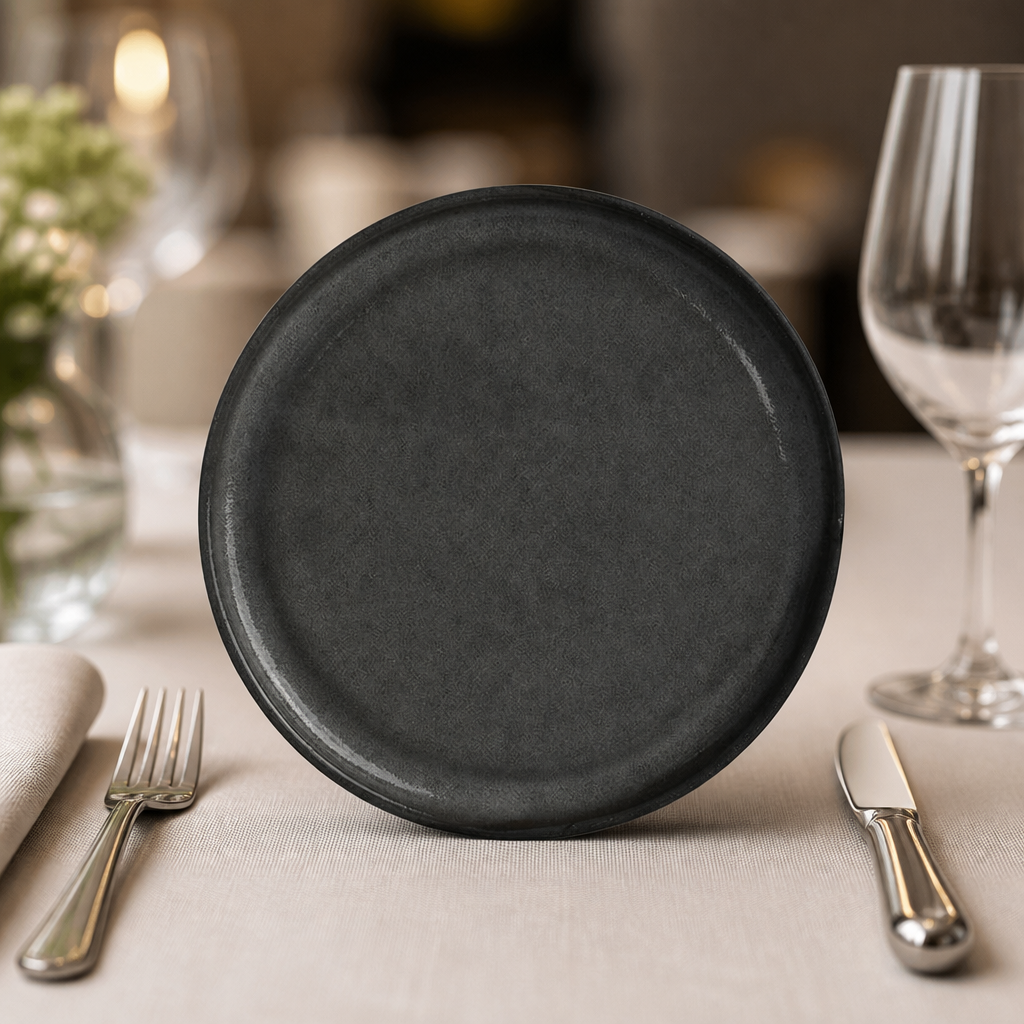 200mm Grey Commercial Plates - 24 Pack Vitrified Stoneware