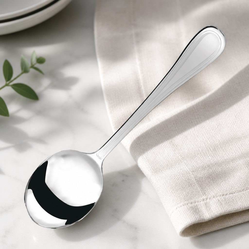 Commercial Soup Spoons Set of 12 Stainless Steel Dining Utensils