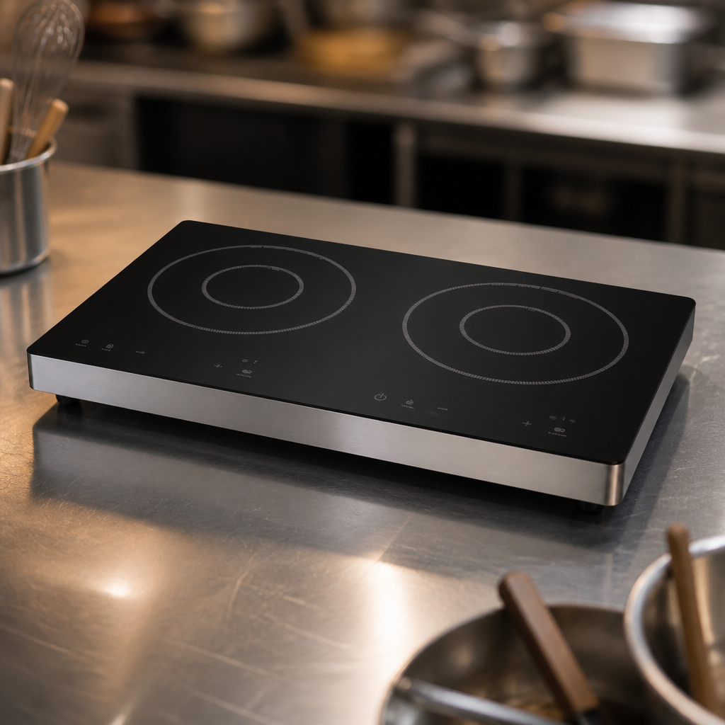 Commercial Double Induction Hob 3kW Electric Stainless Steel