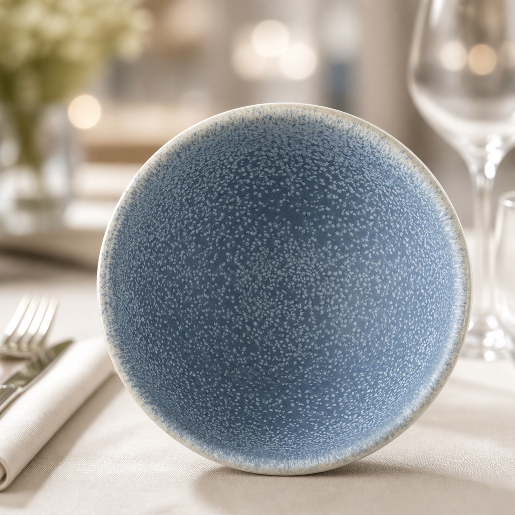 Commercial Rice Bowls 105mm Blue Reactive Glaze 6 Pack