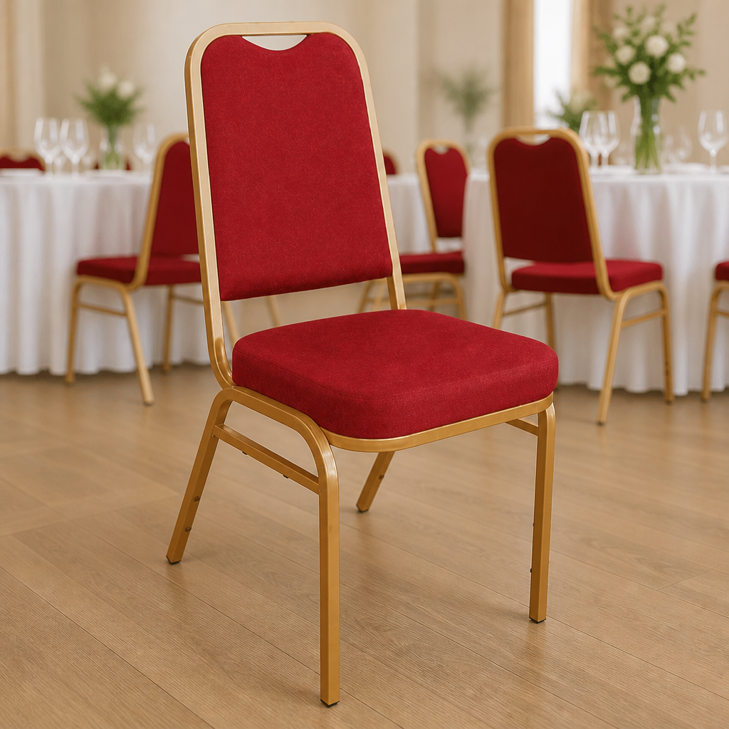 Commercial Stackable Banquet Chairs Red & Gold 4 Pack
