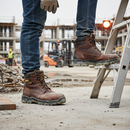 Premium Heavy Duty Brown Leather Safety Boots S3 with Waterproof Nubuck Upper and Stainless Steel Protection