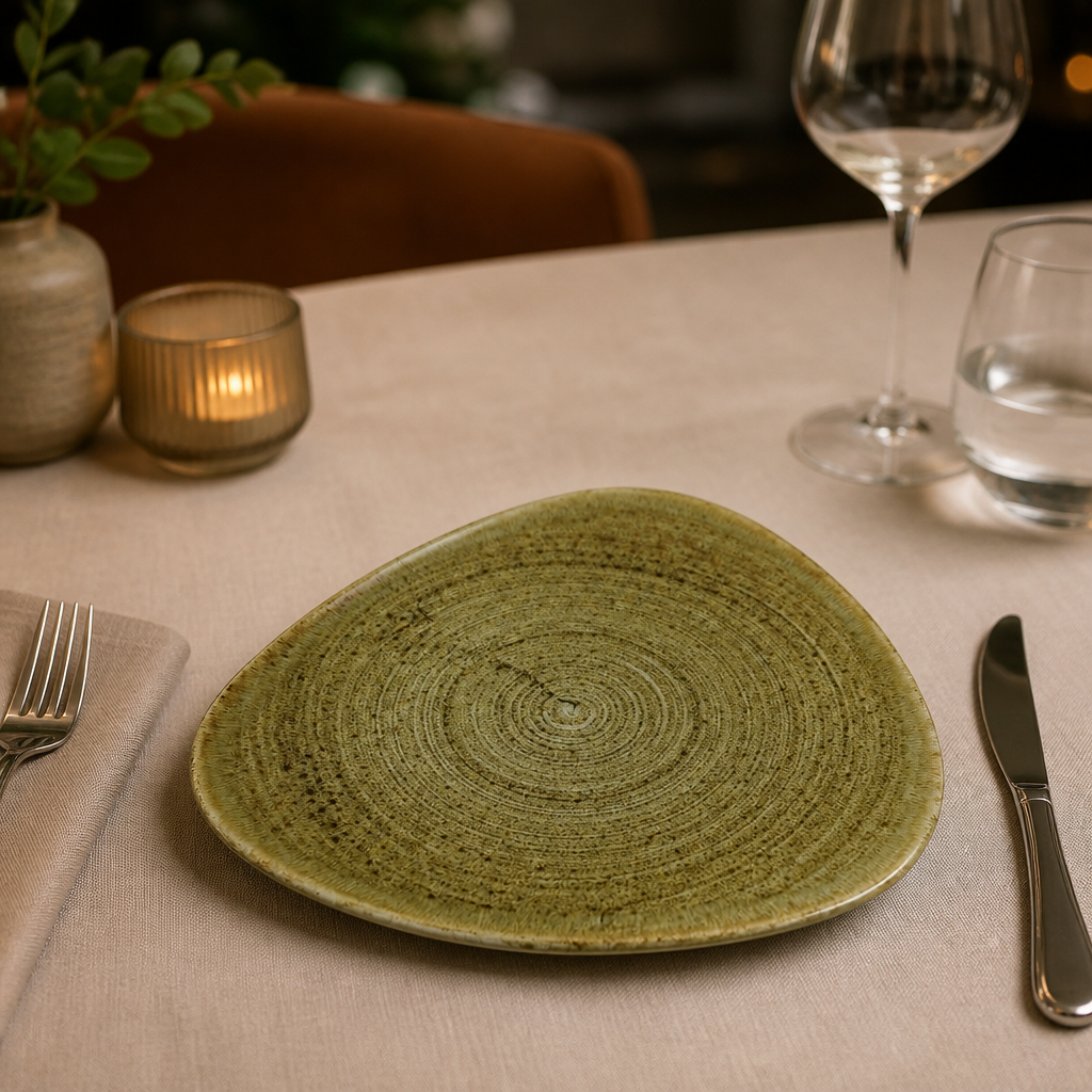 Commercial Olive Triangle Plates 9 Inch - 12 Pack