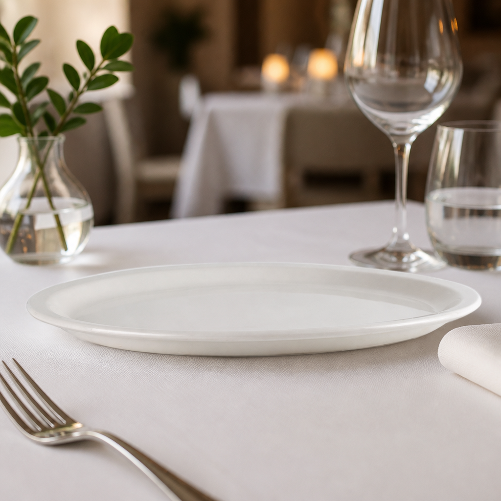 Commercial Plain Whiteware Round Plates 340mm - 6 Pack