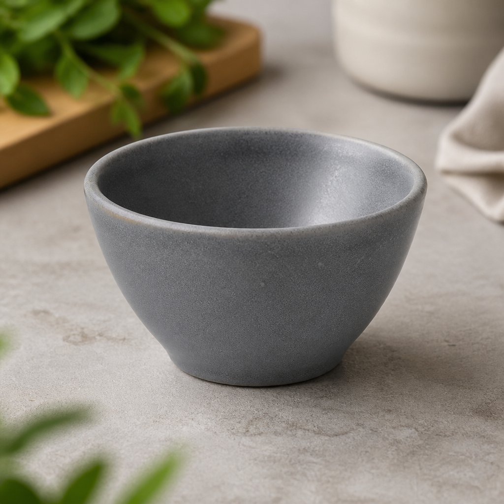 Commercial Porcelain Dip Pots 60ml Grey 12 Pack