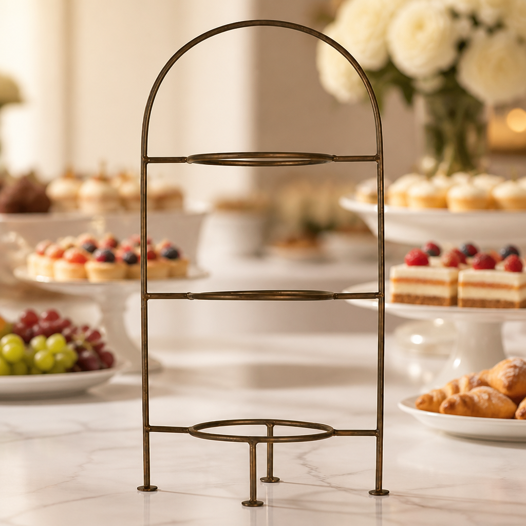3-Tier Cake Stand Copper 275mm for commercial use, 2 pack