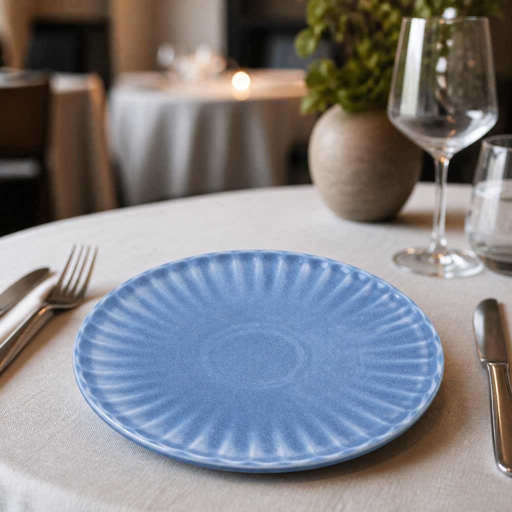 Commercial Porcelain Plates Blue 205mm - 6 Pack