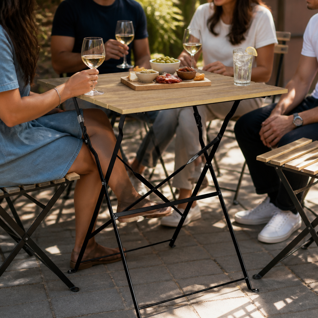 Commercial Outdoor Square Table Wood Effect 600x600mm