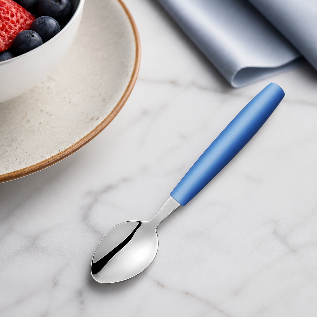 Commercial Medium Teaspoons Pack of 12 with Blue Handles
