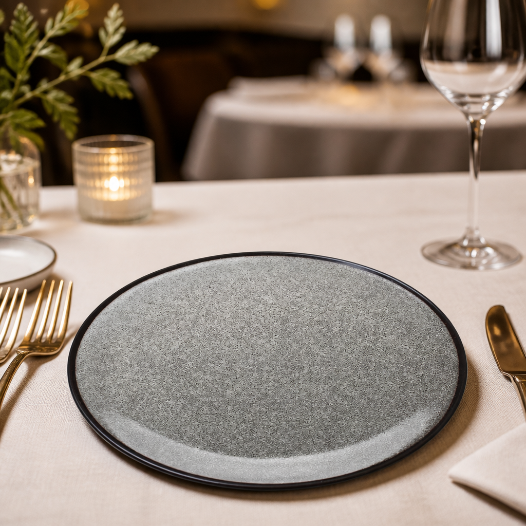 Commercial Porcelain Coupe Plates 280mm Grey 4 Pack