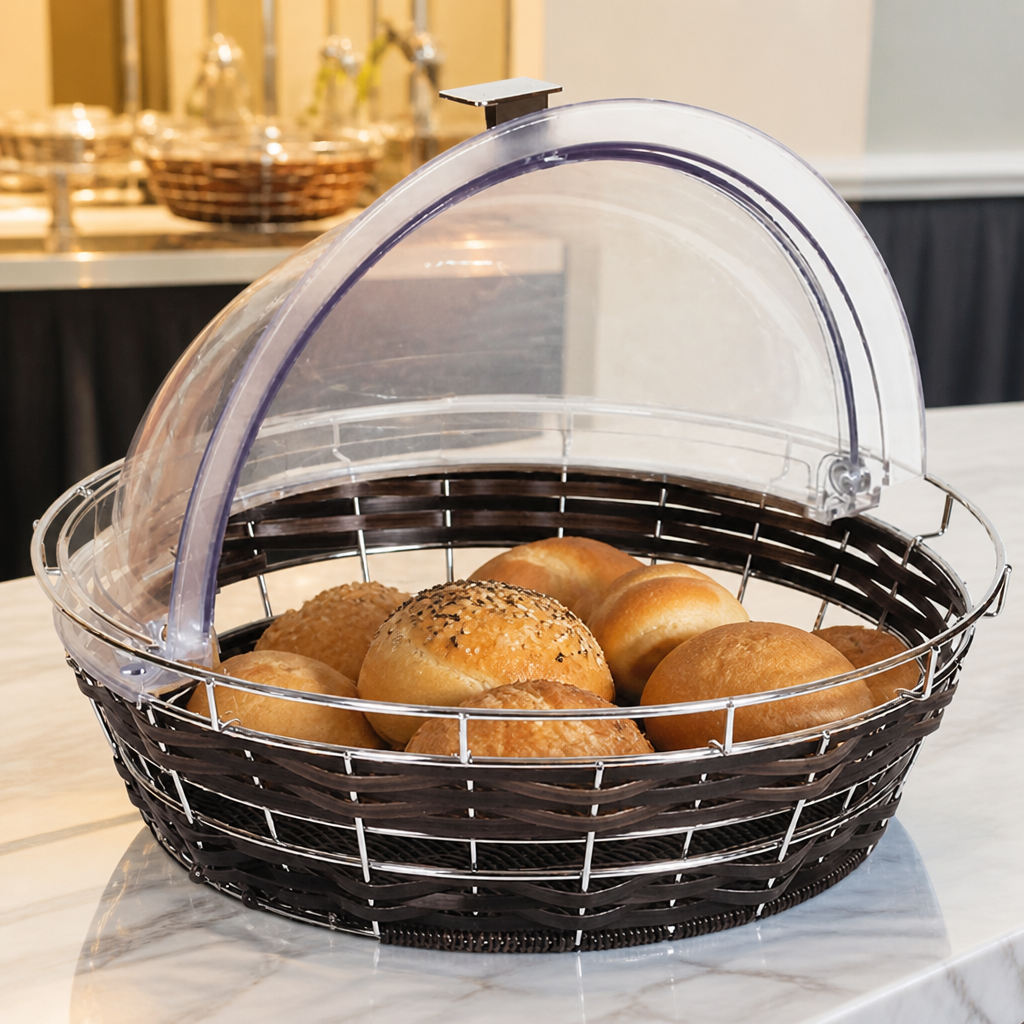 16" Round Polyrattan Basket with Frame for Display