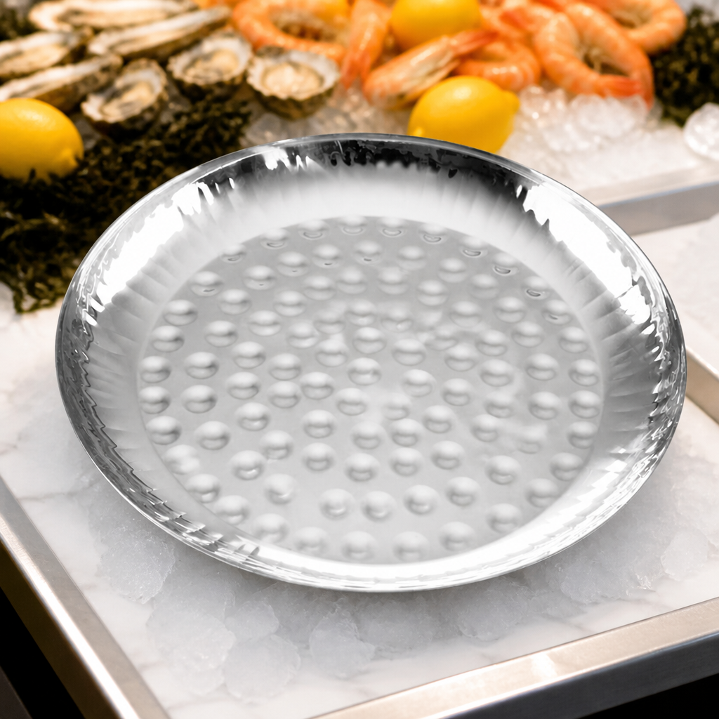 Commercial Seafood Serving Bowl 13.75" Hammered Stainless Steel