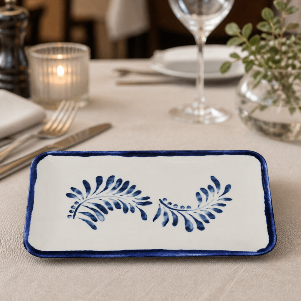 Commercial Rectangular Plates 10.6x6.3 Inch 12 Pack Stoneware