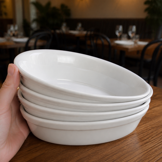 Commercial Oval Pie Bowls 161mm Porcelain 6 Pack