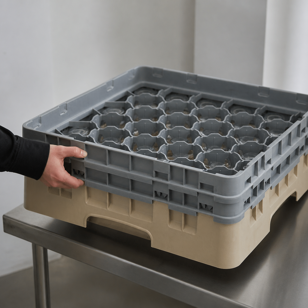 Commercial Glass Rack with 30 Compartments, Max Height 133mm