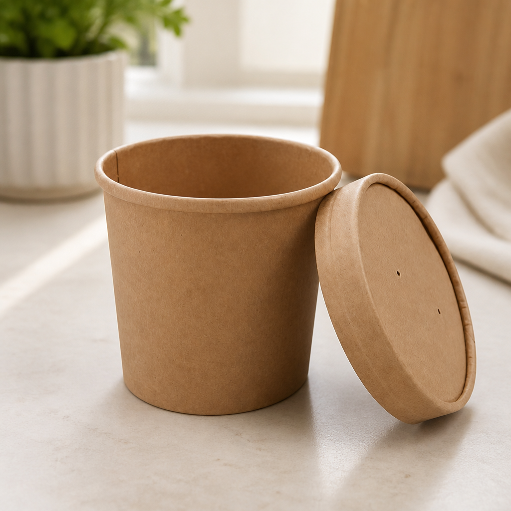 Commercial Microwavable Soup Cups 350ml Kraft 500 Pack