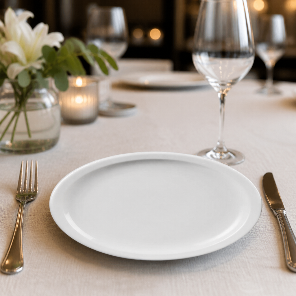 Commercial Narrow Rimmed Whiteware Plates 230mm 12 Pack