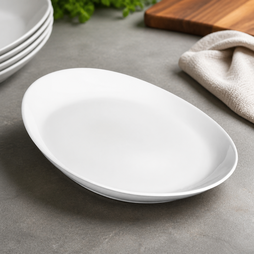 Commercial Oval Porcelain Plates 340mm - 12 Pack