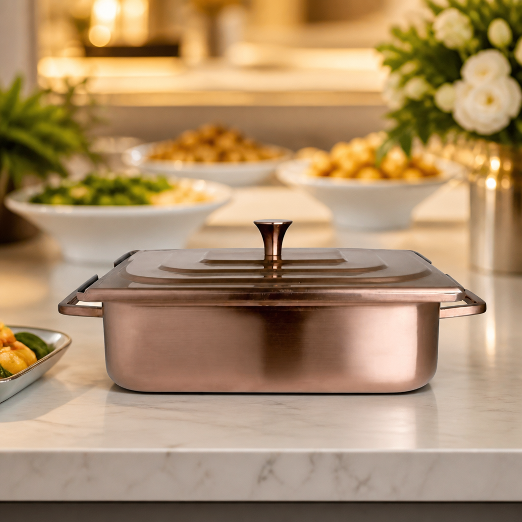 Commercial Brushed Bronze Rectangle Chafer 3.8L for buffets