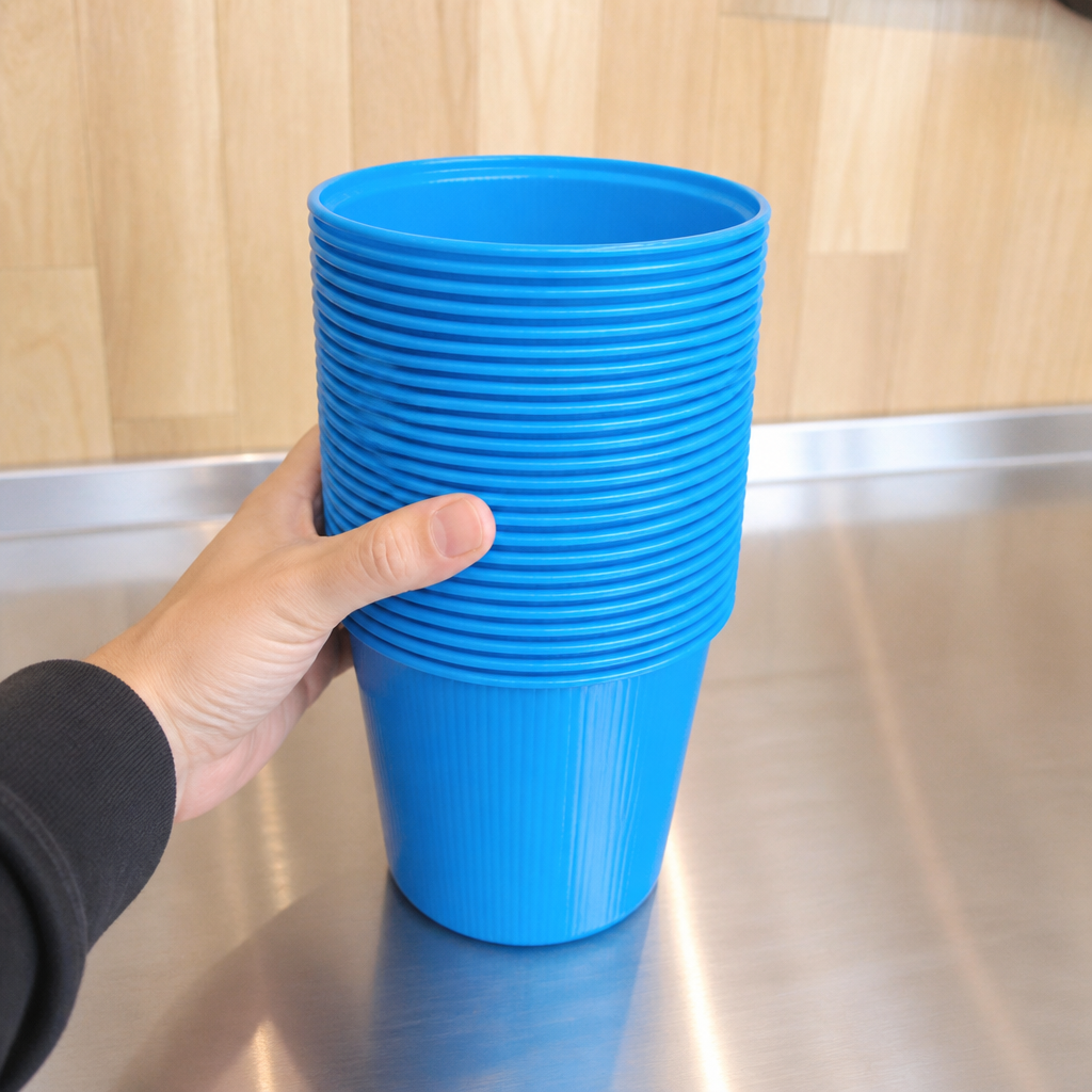 Blue 250ml commercial reusable cups, 264 pack for zero waste
