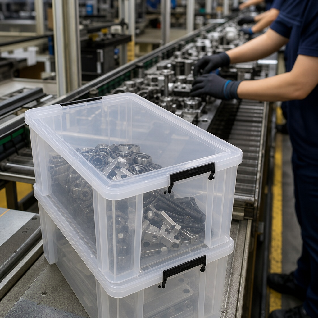 54 Litre Clear Plastic Storage Boxes with Clip Lock Lids