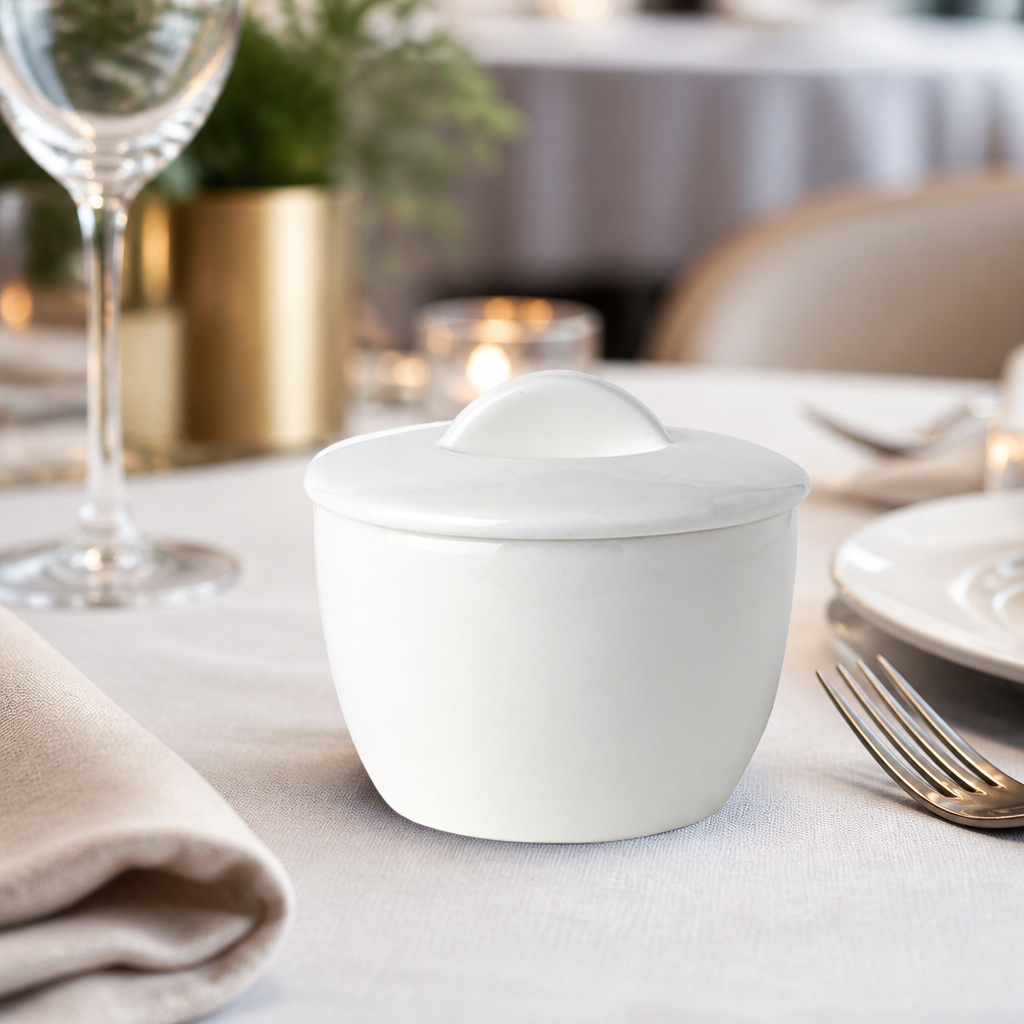 Commercial sugar bowls with lids 220ml - 12 pack