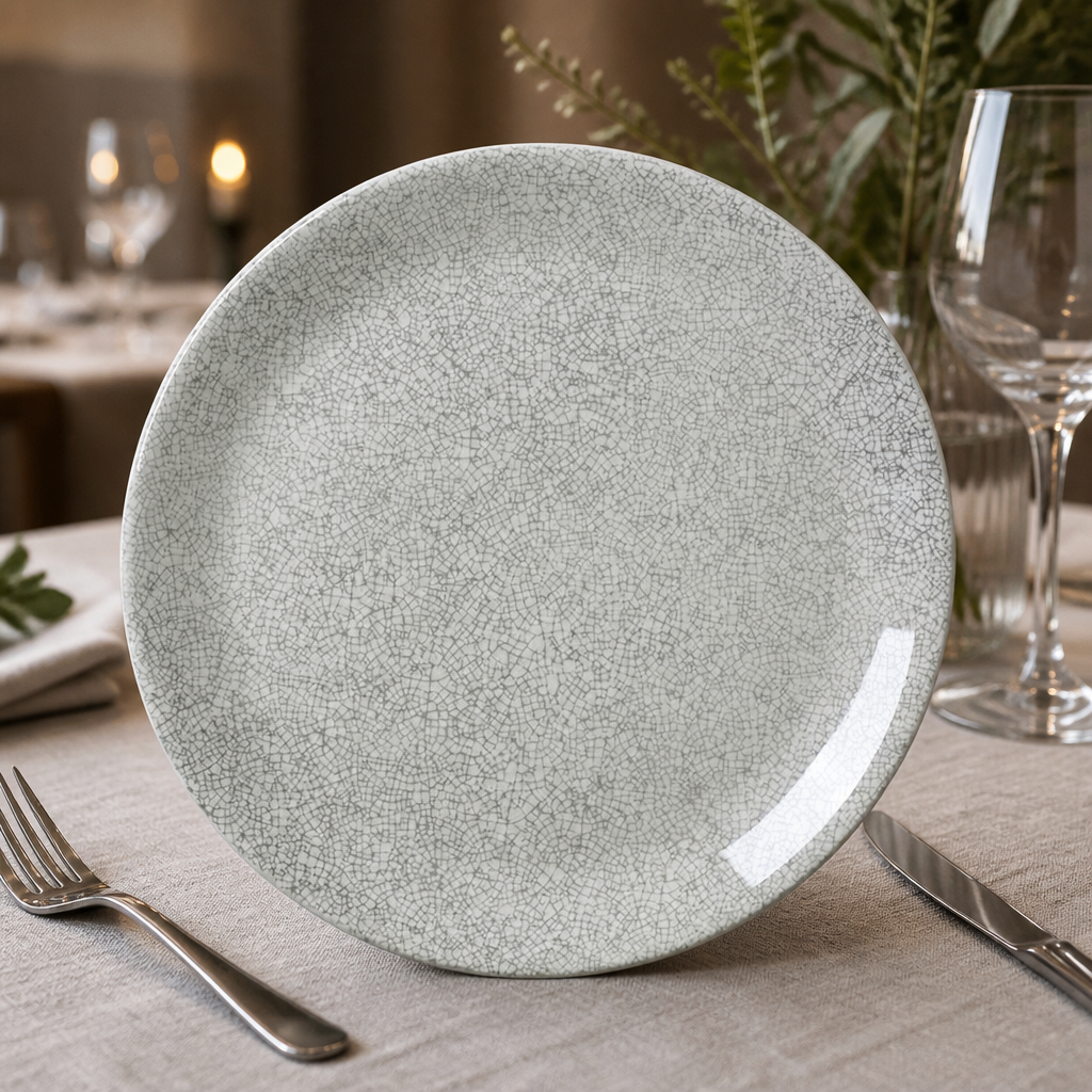 203mm Commercial Coupe Plates in Crackle Grey - 12 Pack