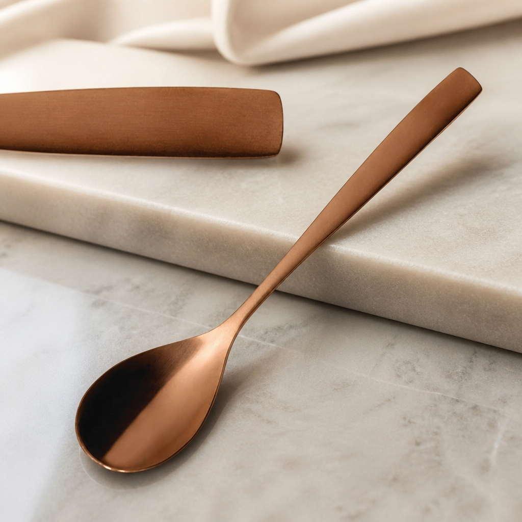 Copper Dessert Spoons 12 Pack Commercial Cutlery Set