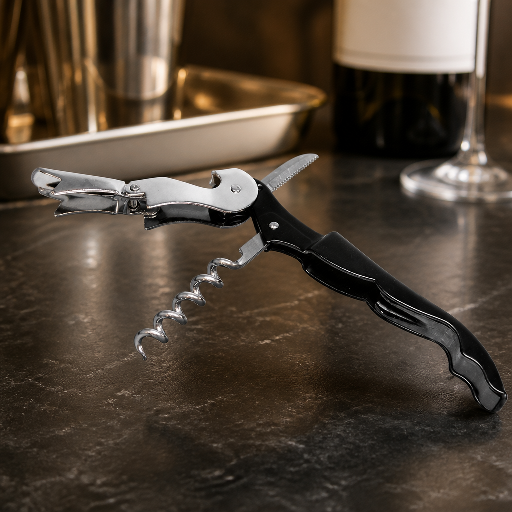 Commercial Double Reach Corkscrew Bottle Opener Black