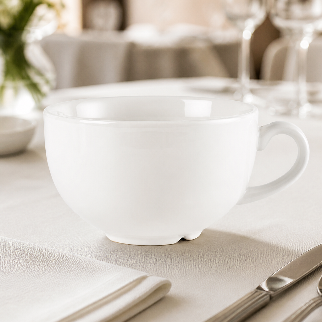 340ml Commercial Cappuccino Cups Plain Whiteware 24 Pack