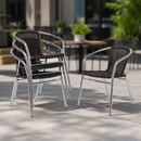 Commercial Outdoor Wicker Chairs Black - 4 Pack Stackable Seating