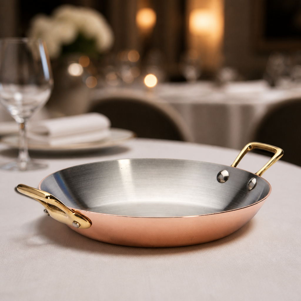 Commercial Copper Sizzler Plate 20cm with brass handles