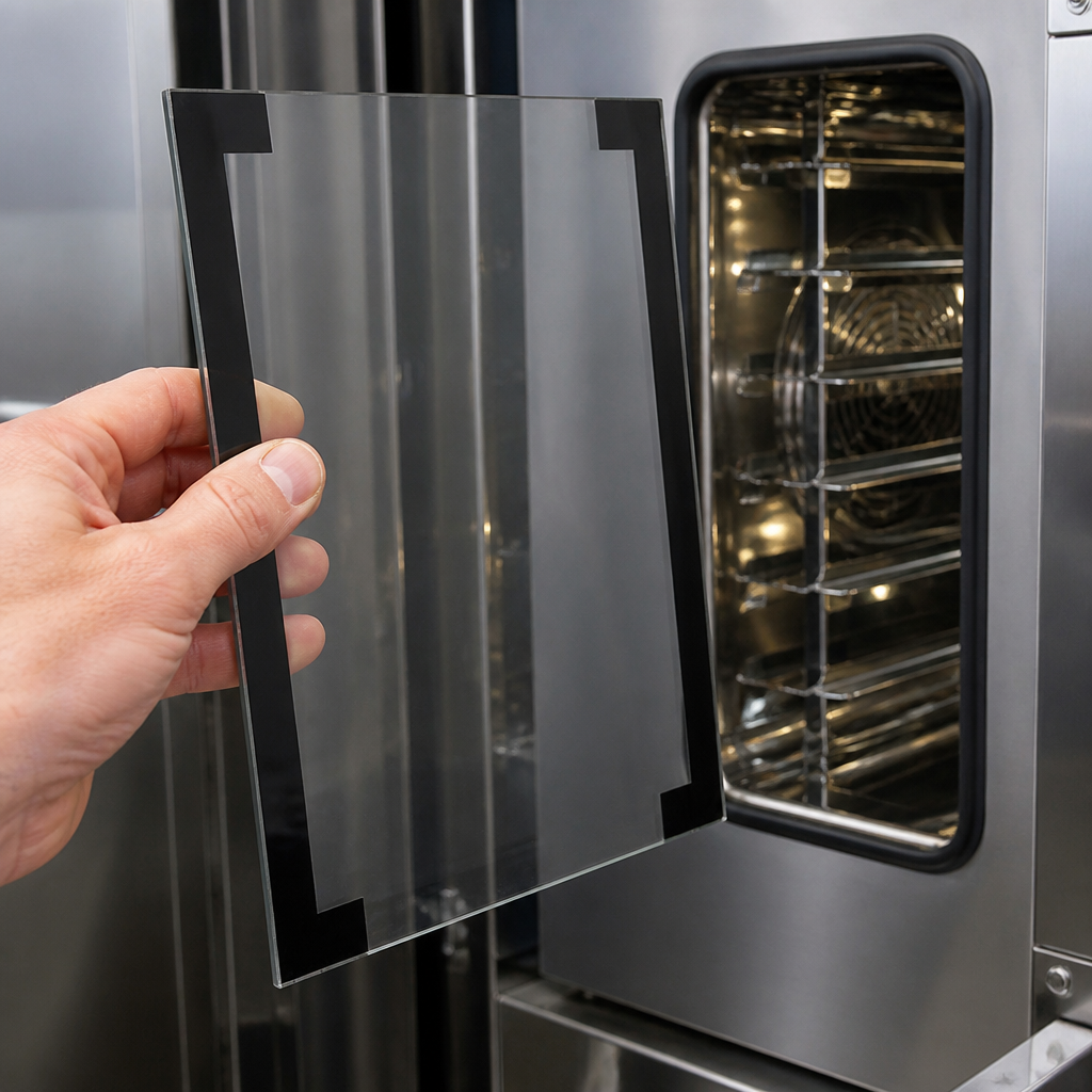 Replacement interior glass for commercial combination oven