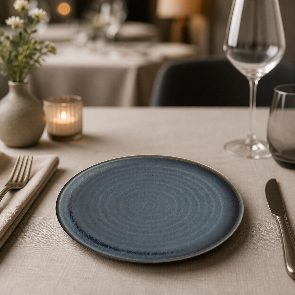 Commercial Stoneware Small Rim Plates Blue Granite 265mm