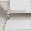 Commercial Cotton Bath Mat 500x800mm White Taupe Border