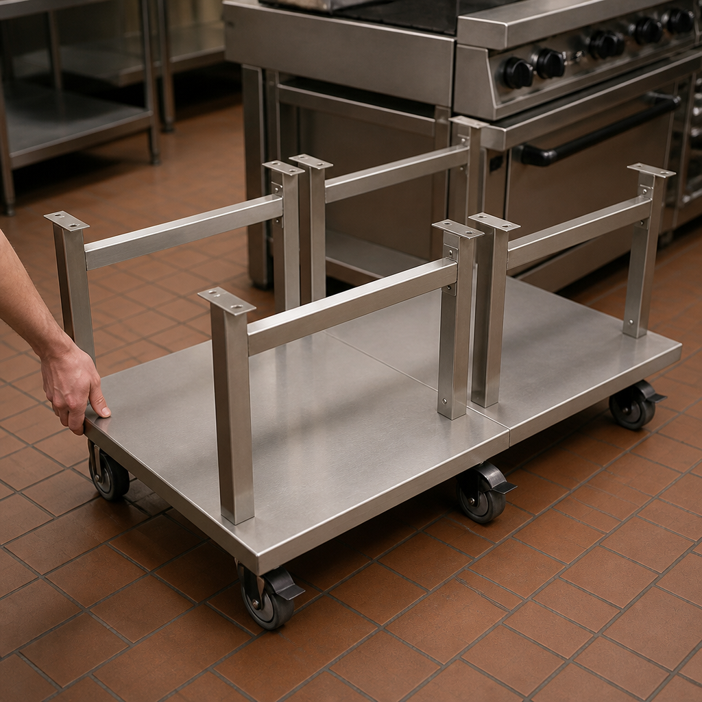 Commercial Stainless Steel Mobile Stand for 1200mm Countertops