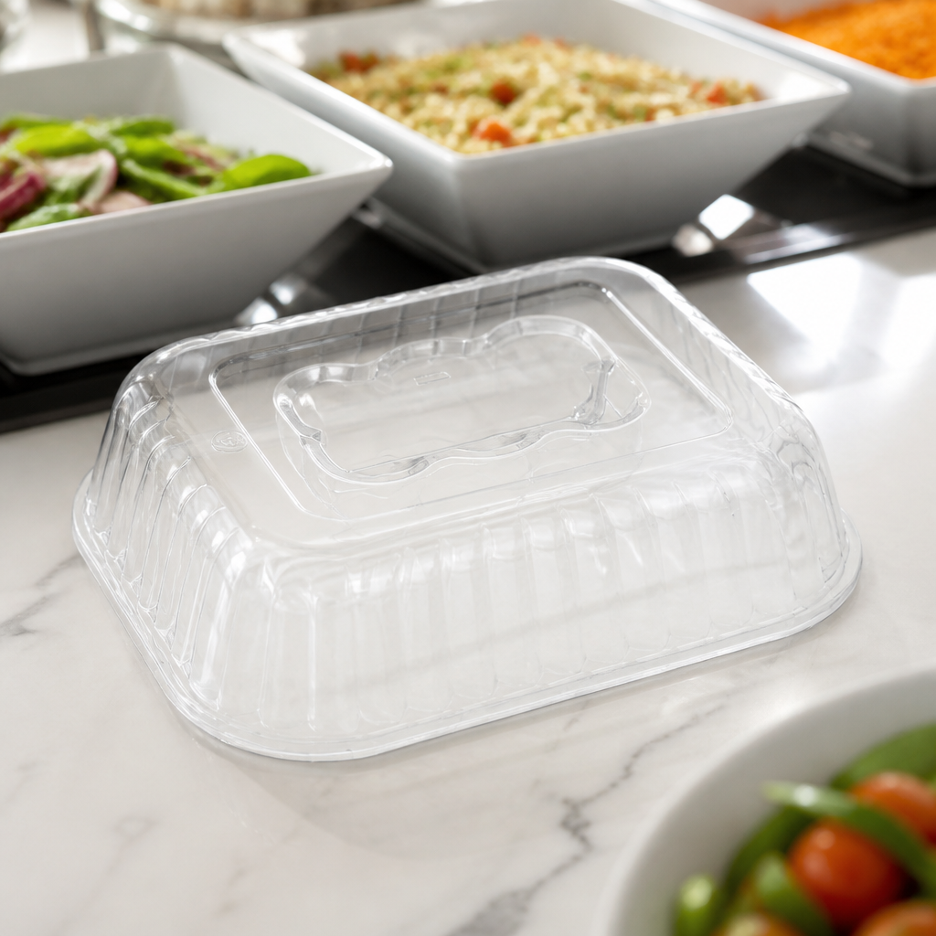 Clear polycarbonate raised lid for small salad crocks