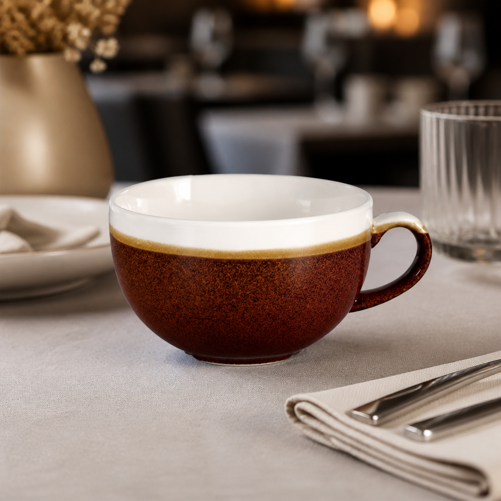 Commercial Cappuccino Cups 225ml Cinnamon Brown 12 Pack