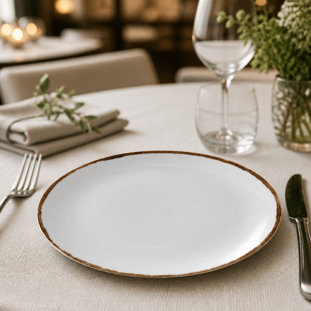 Commercial Coupe Plates Natural 260mm Rustic Artisan 12 Pack