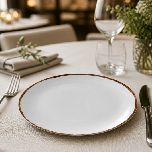 Commercial Coupe Plates Natural 260mm Rustic Artisan 12 Pack