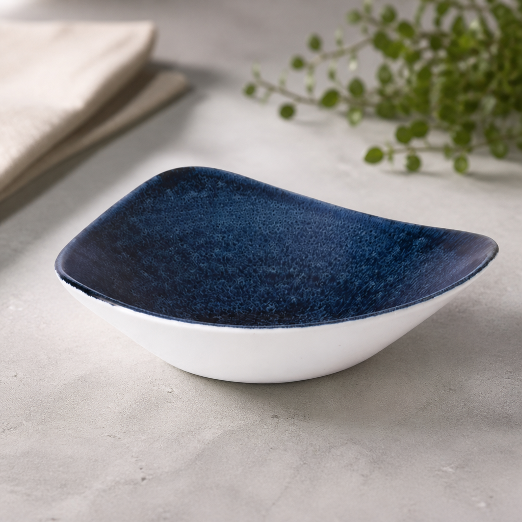 Commercial Triangle Bowls 21oz Blue Super Vitrified Porcelain 12 Pack