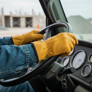 Premium Leather Lined Drivers Gloves - Yellow Cowhide with Elastic Back and Fully Fleece Lining for Superior Comfort