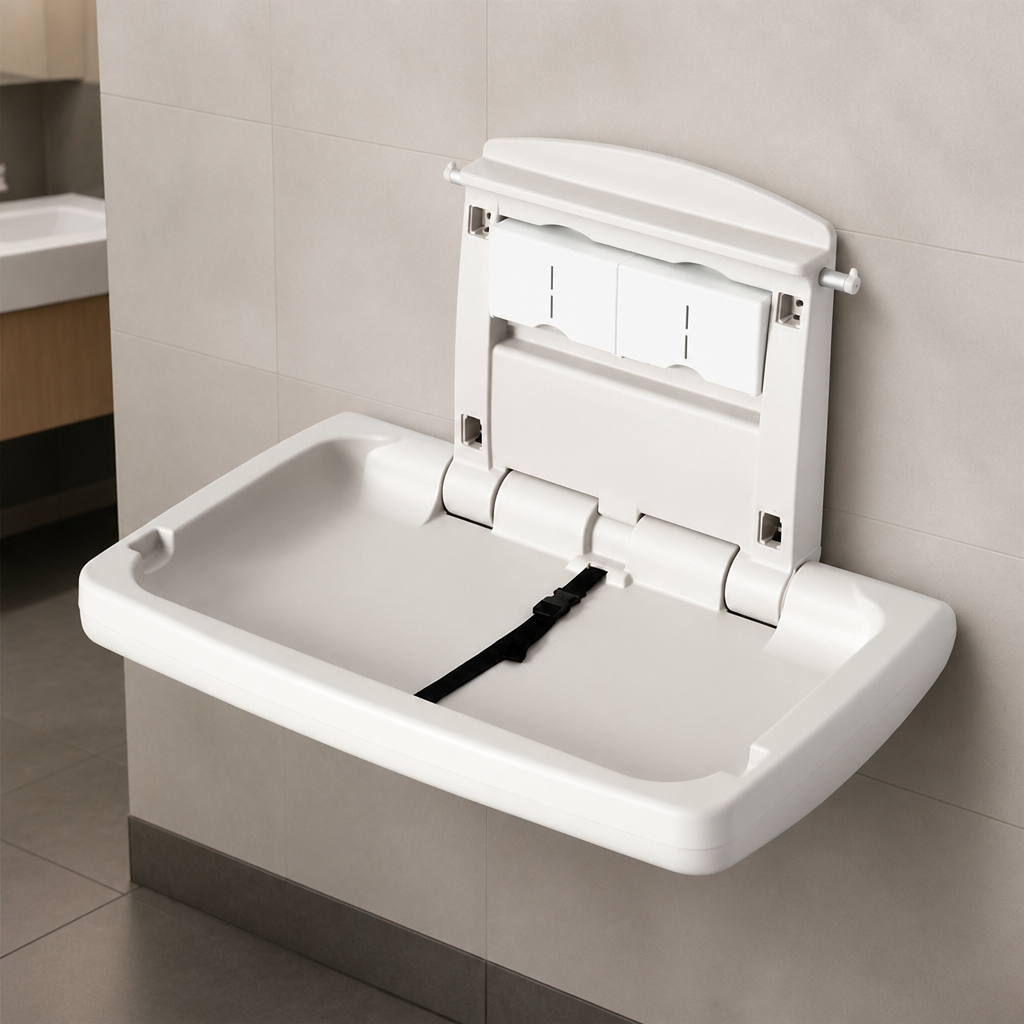 Commercial Baby Changing Station Horizontal 15kg Capacity Beige