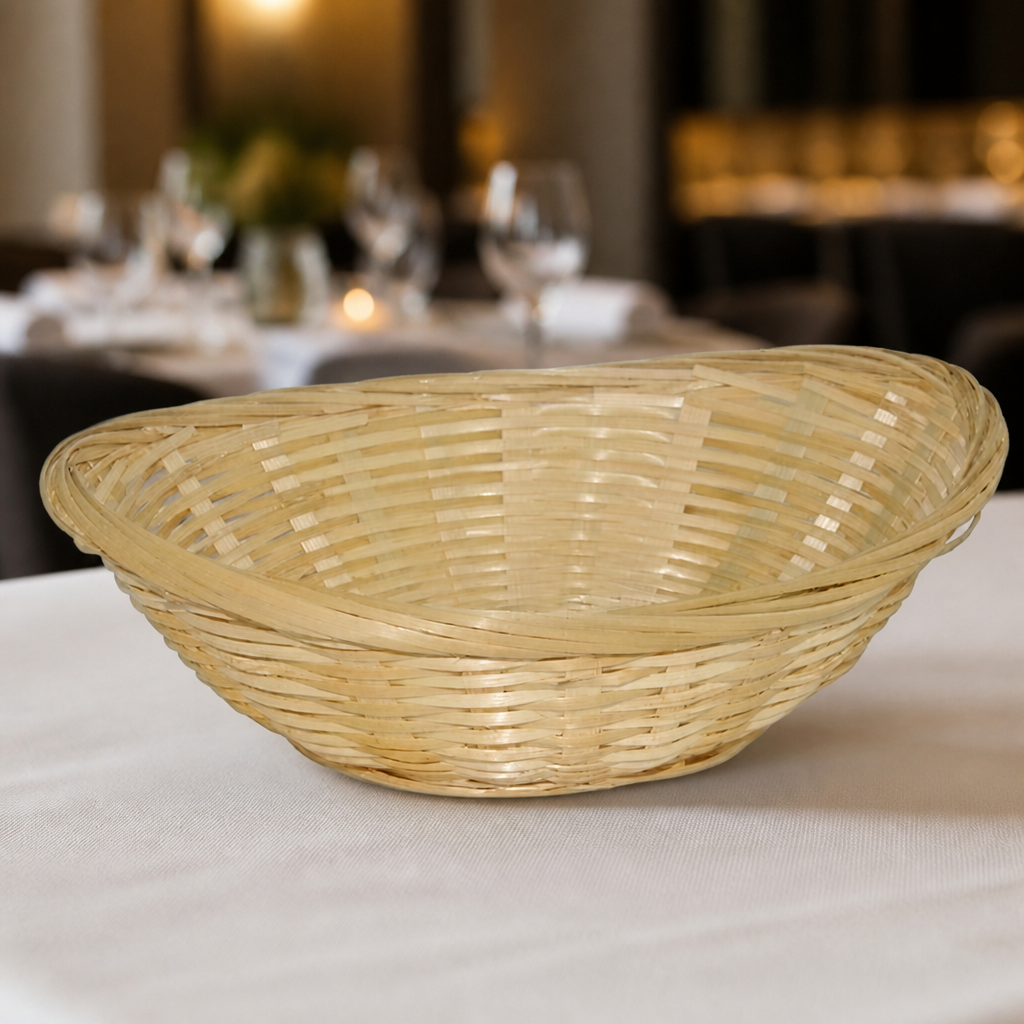 Commercial Wicker Oval Bread Display Baskets 6 Pack