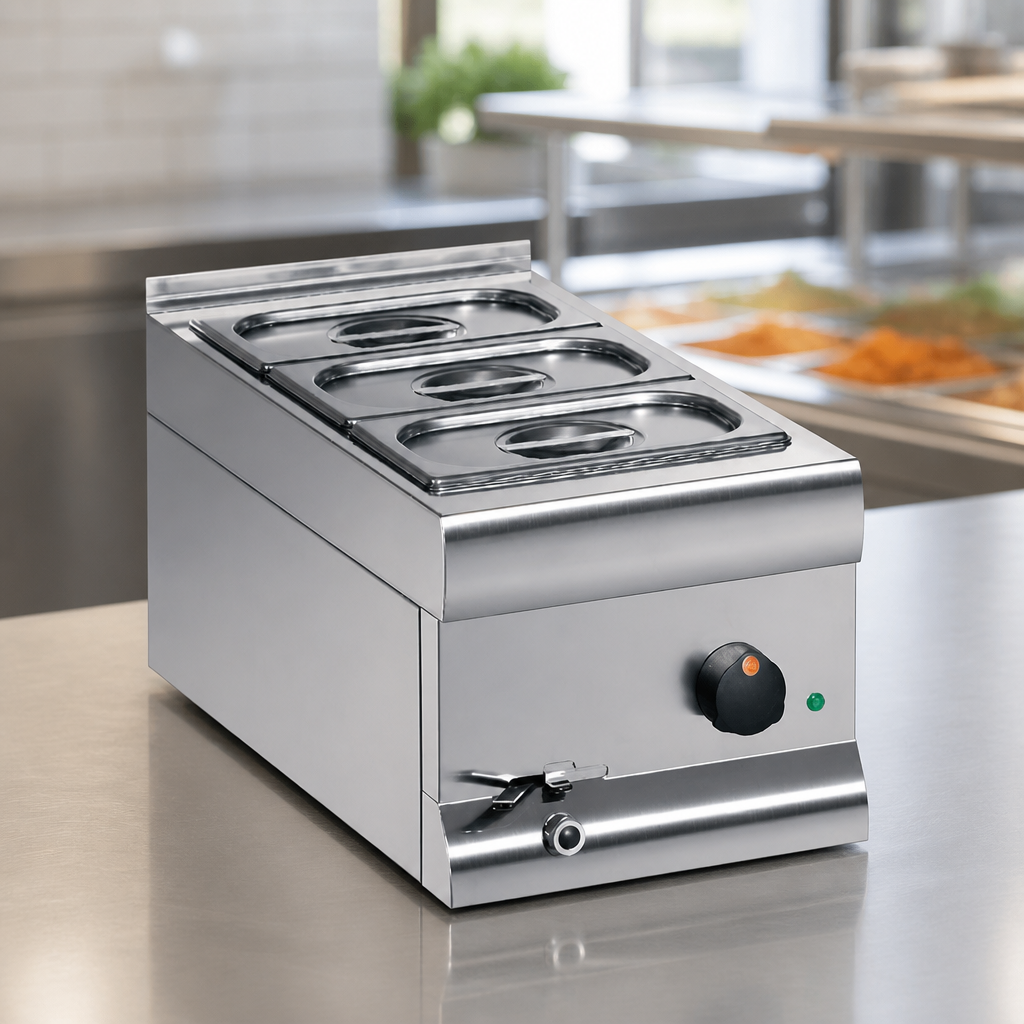 Commercial Bain Marie 3 Pan Capacity for Food Storage and Warming