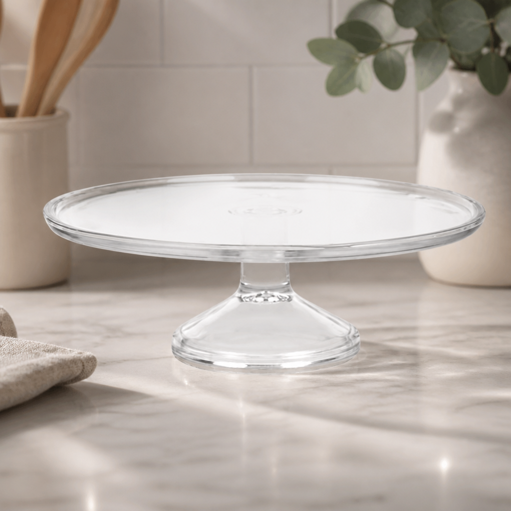 300mm Clear Glass Cake Stand for Commercial Baking Display