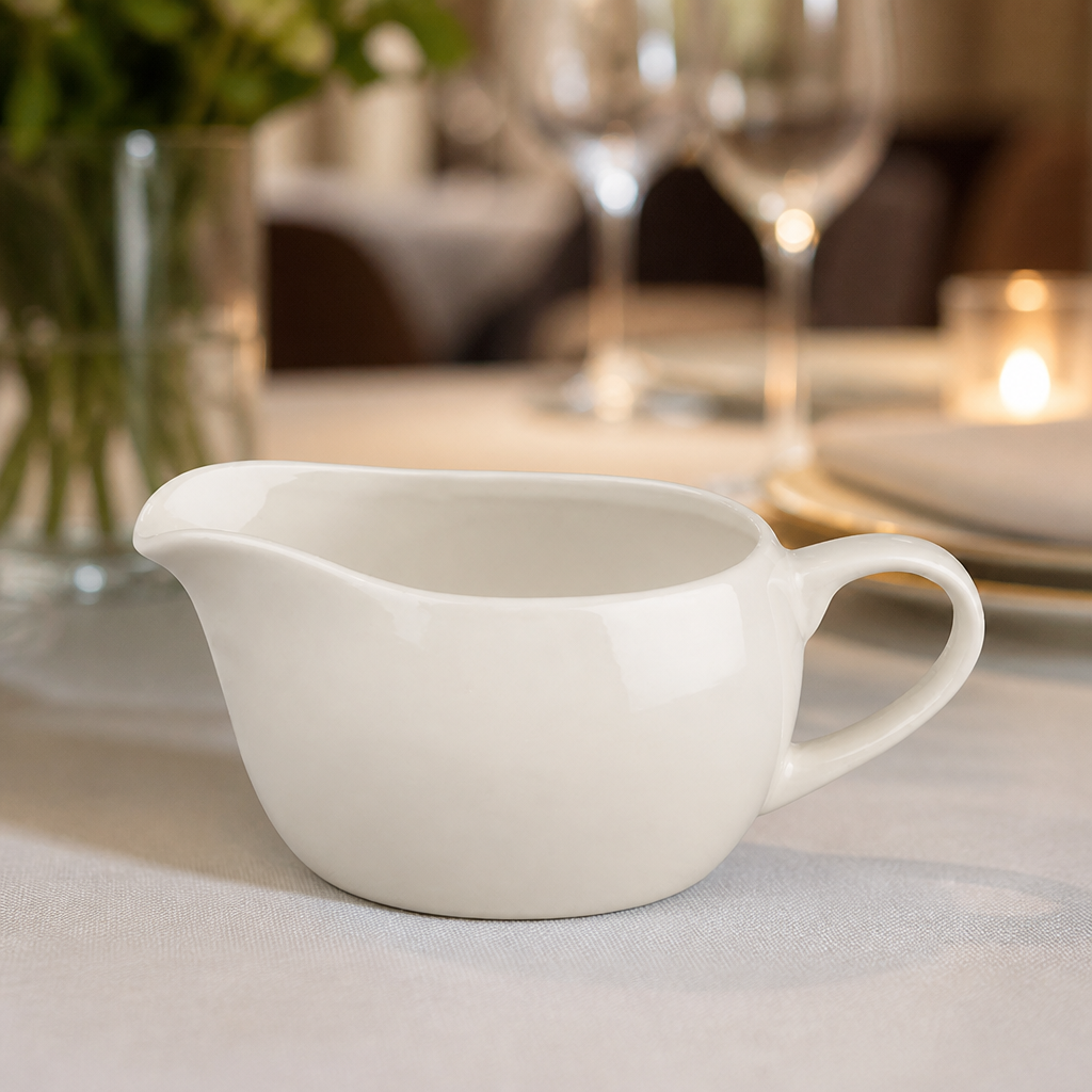 350ml Commercial Ivory Sauce Boat for Catering Service
